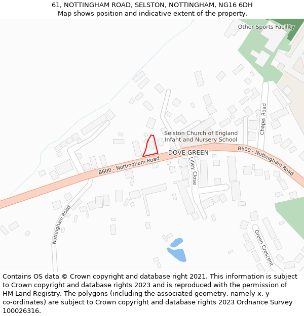 61, NOTTINGHAM ROAD, SELSTON, NOTTINGHAM, NG16 6DH: Location map and indicative extent of plot