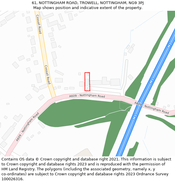 61, NOTTINGHAM ROAD, TROWELL, NOTTINGHAM, NG9 3PJ: Location map and indicative extent of plot