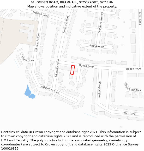 61, OGDEN ROAD, BRAMHALL, STOCKPORT, SK7 1HN: Location map and indicative extent of plot