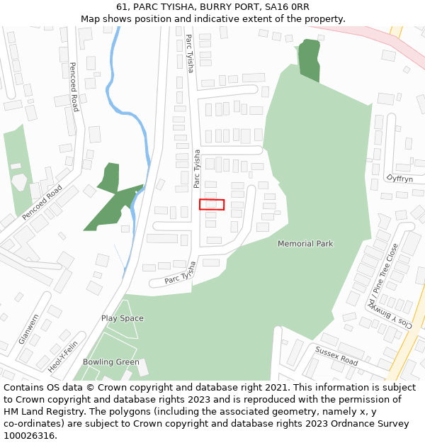 61, PARC TYISHA, BURRY PORT, SA16 0RR: Location map and indicative extent of plot