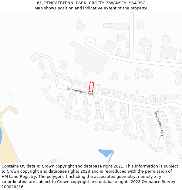 61, PENCAERFENNI PARK, CROFTY, SWANSEA, SA4 3SG: Location map and indicative extent of plot