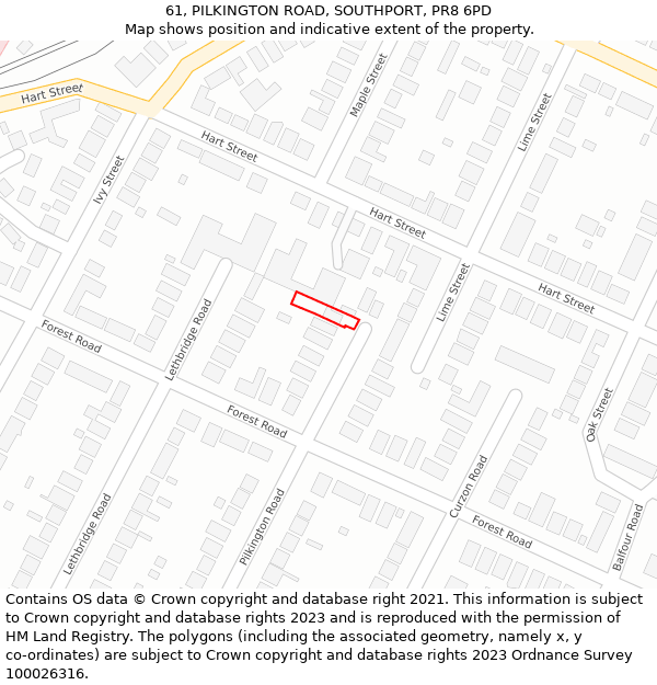 61, PILKINGTON ROAD, SOUTHPORT, PR8 6PD: Location map and indicative extent of plot