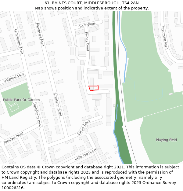 61, RAINES COURT, MIDDLESBROUGH, TS4 2AN: Location map and indicative extent of plot