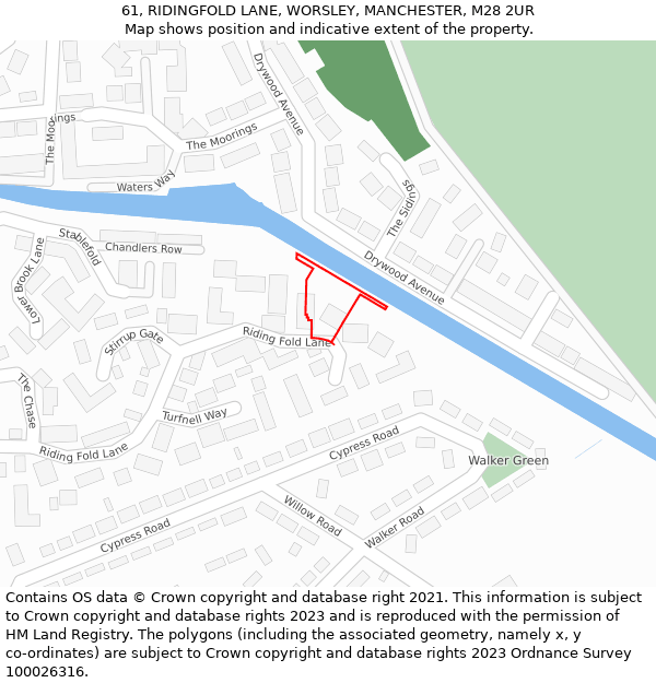 61, RIDINGFOLD LANE, WORSLEY, MANCHESTER, M28 2UR: Location map and indicative extent of plot