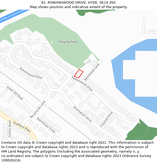 61, ROWANSWOOD DRIVE, HYDE, SK14 3SA: Location map and indicative extent of plot