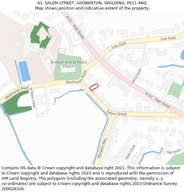 61, SALEM STREET, GOSBERTON, SPALDING, PE11 4NQ: Location map and indicative extent of plot