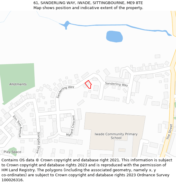 61, SANDERLING WAY, IWADE, SITTINGBOURNE, ME9 8TE: Location map and indicative extent of plot