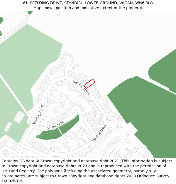 61, SPELDING DRIVE, STANDISH LOWER GROUND, WIGAN, WN6 8LW: Location map and indicative extent of plot