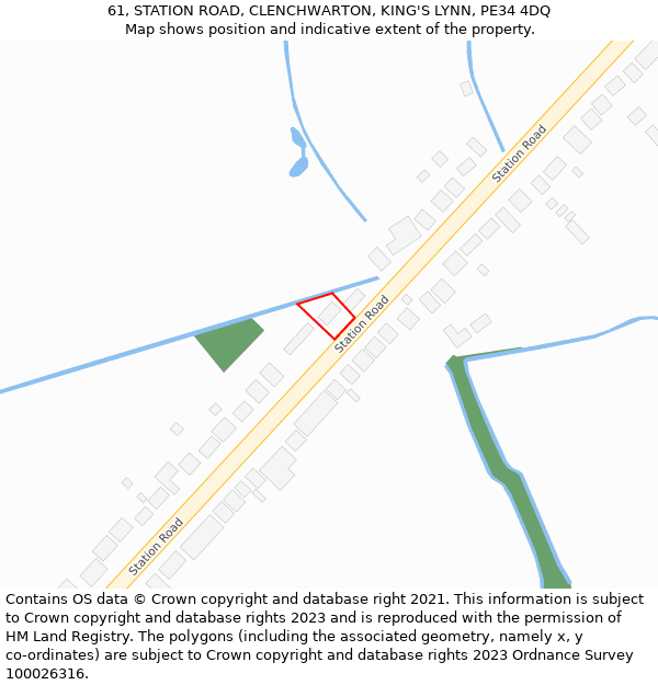 61, STATION ROAD, CLENCHWARTON, KING'S LYNN, PE34 4DQ: Location map and indicative extent of plot