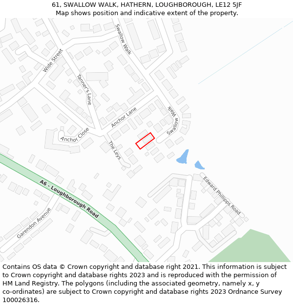 61, SWALLOW WALK, HATHERN, LOUGHBOROUGH, LE12 5JF: Location map and indicative extent of plot