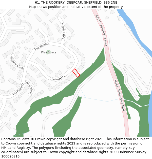 61, THE ROOKERY, DEEPCAR, SHEFFIELD, S36 2NE: Location map and indicative extent of plot