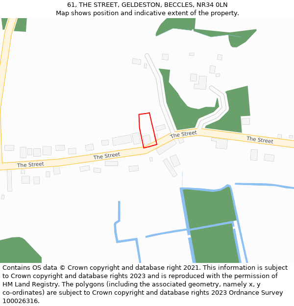 61, THE STREET, GELDESTON, BECCLES, NR34 0LN: Location map and indicative extent of plot