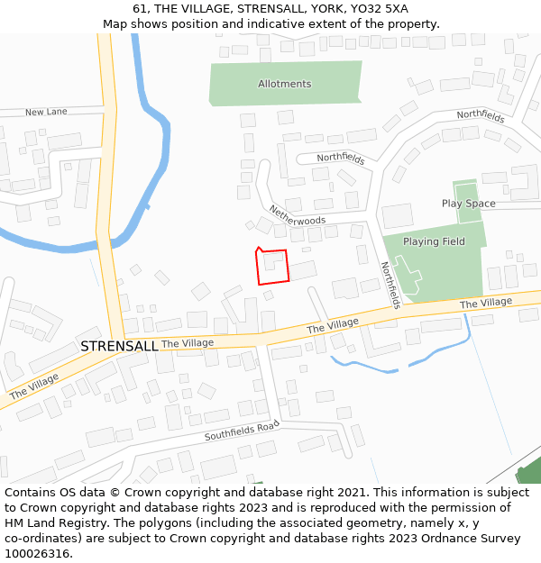 61, THE VILLAGE, STRENSALL, YORK, YO32 5XA: Location map and indicative extent of plot