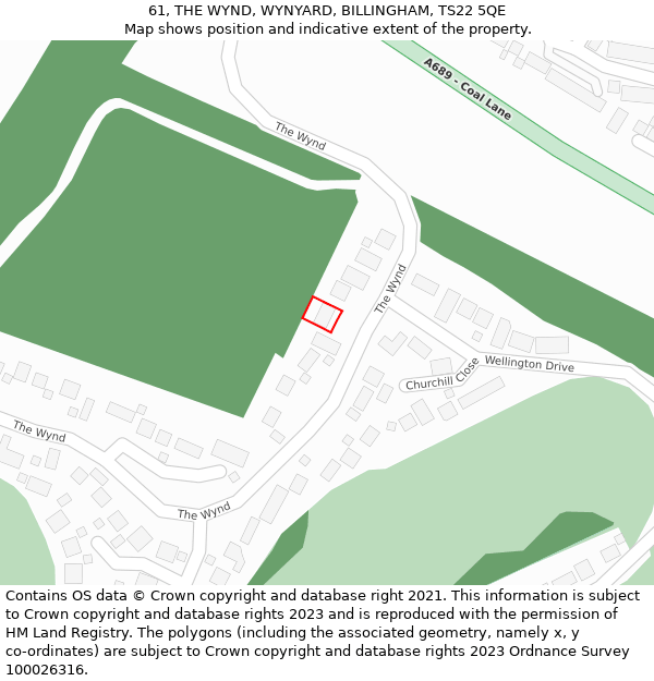 61, THE WYND, WYNYARD, BILLINGHAM, TS22 5QE: Location map and indicative extent of plot