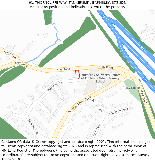 61, THORNCLIFFE WAY, TANKERSLEY, BARNSLEY, S75 3DN: Location map and indicative extent of plot