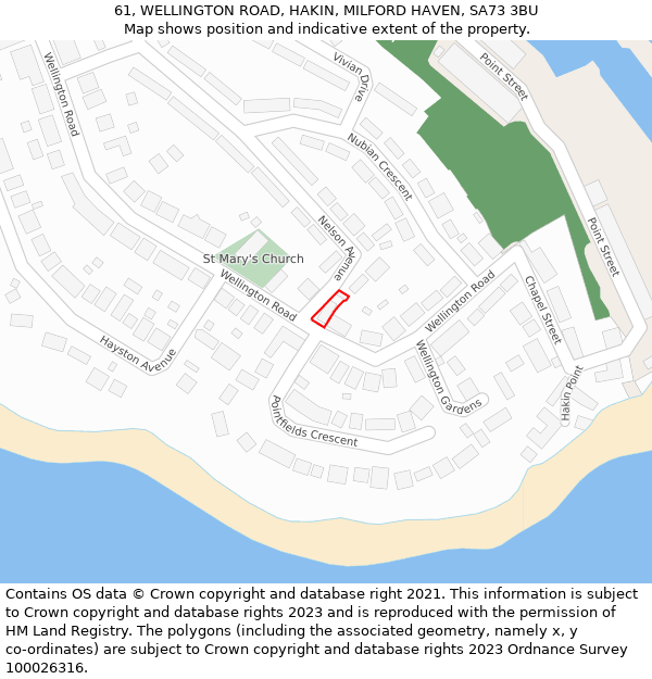 61, WELLINGTON ROAD, HAKIN, MILFORD HAVEN, SA73 3BU: Location map and indicative extent of plot