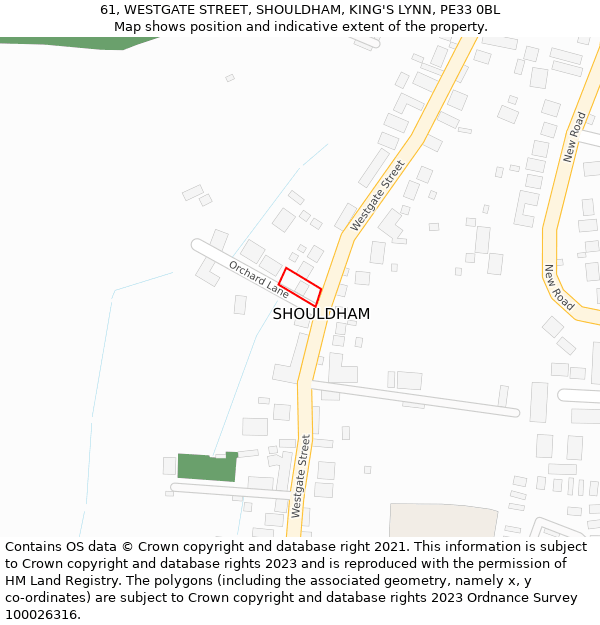 61, WESTGATE STREET, SHOULDHAM, KING'S LYNN, PE33 0BL: Location map and indicative extent of plot