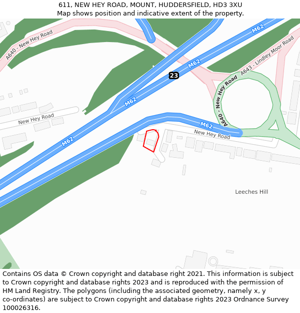 611, NEW HEY ROAD, MOUNT, HUDDERSFIELD, HD3 3XU: Location map and indicative extent of plot