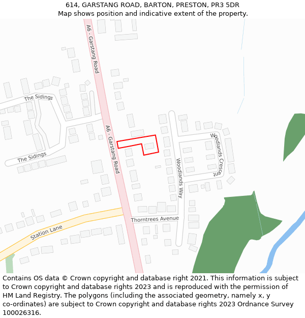 614, GARSTANG ROAD, BARTON, PRESTON, PR3 5DR: Location map and indicative extent of plot