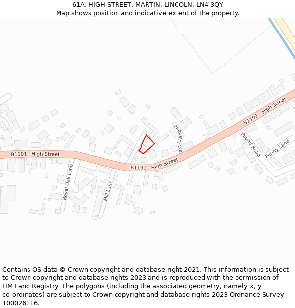61A, HIGH STREET, MARTIN, LINCOLN, LN4 3QY: Location map and indicative extent of plot