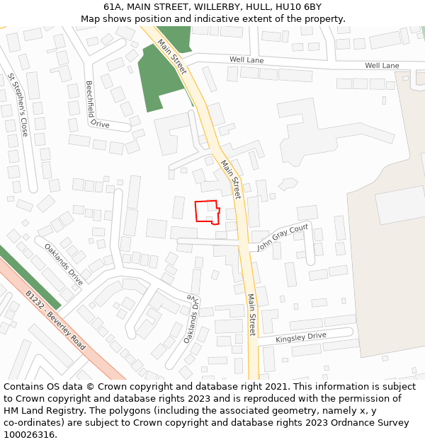 61A, MAIN STREET, WILLERBY, HULL, HU10 6BY: Location map and indicative extent of plot