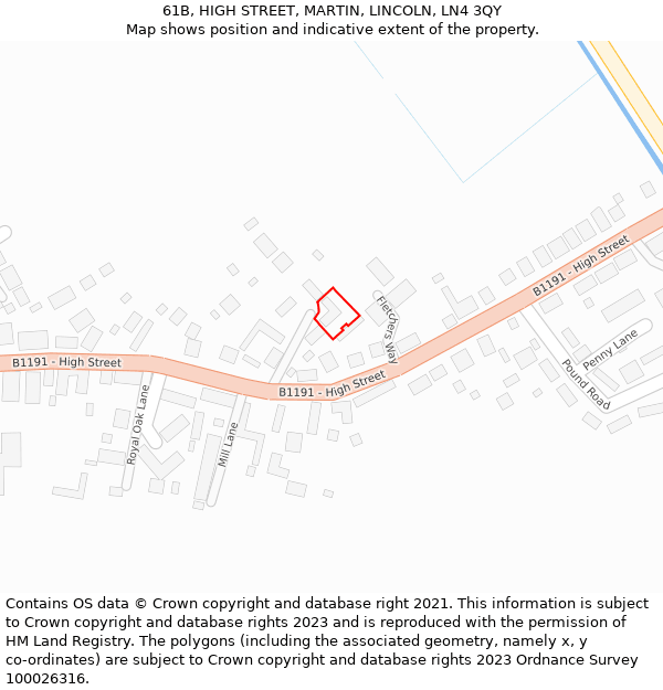 61B, HIGH STREET, MARTIN, LINCOLN, LN4 3QY: Location map and indicative extent of plot