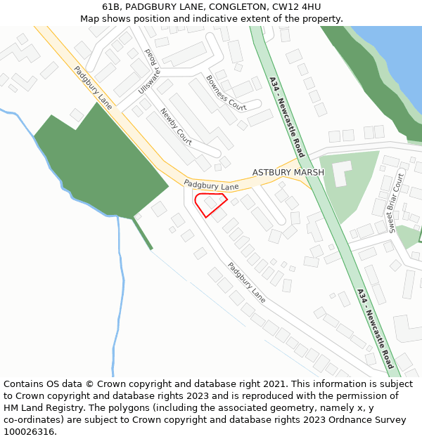 61B, PADGBURY LANE, CONGLETON, CW12 4HU: Location map and indicative extent of plot