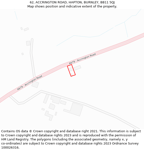 62, ACCRINGTON ROAD, HAPTON, BURNLEY, BB11 5QJ: Location map and indicative extent of plot