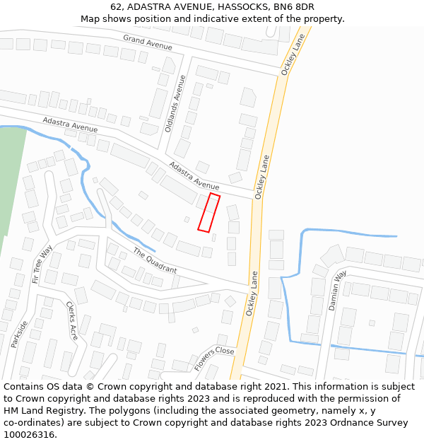 62, ADASTRA AVENUE, HASSOCKS, BN6 8DR: Location map and indicative extent of plot