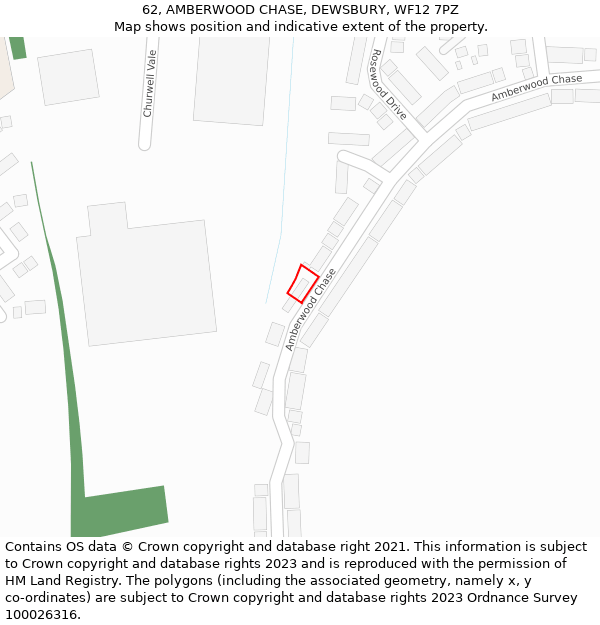 62, AMBERWOOD CHASE, DEWSBURY, WF12 7PZ: Location map and indicative extent of plot