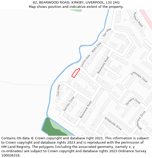 62, BEARWOOD ROAD, KIRKBY, LIVERPOOL, L33 2AG: Location map and indicative extent of plot
