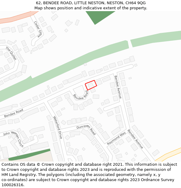 62, BENDEE ROAD, LITTLE NESTON, NESTON, CH64 9QG: Location map and indicative extent of plot