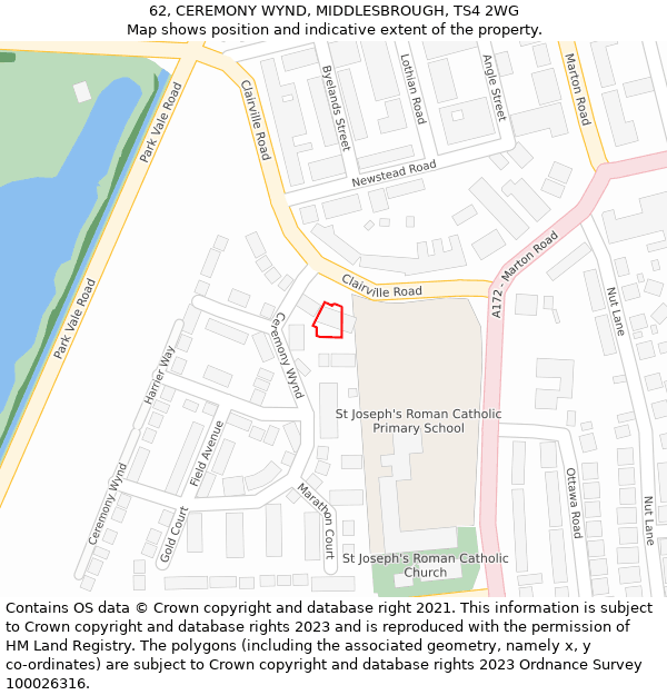 62, CEREMONY WYND, MIDDLESBROUGH, TS4 2WG: Location map and indicative extent of plot