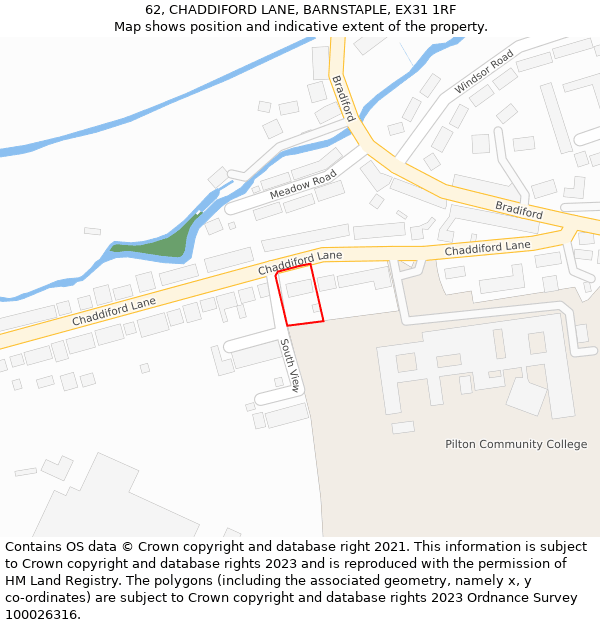 62, CHADDIFORD LANE, BARNSTAPLE, EX31 1RF: Location map and indicative extent of plot