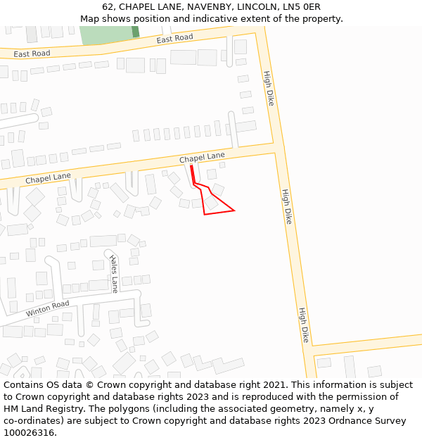 62, CHAPEL LANE, NAVENBY, LINCOLN, LN5 0ER: Location map and indicative extent of plot