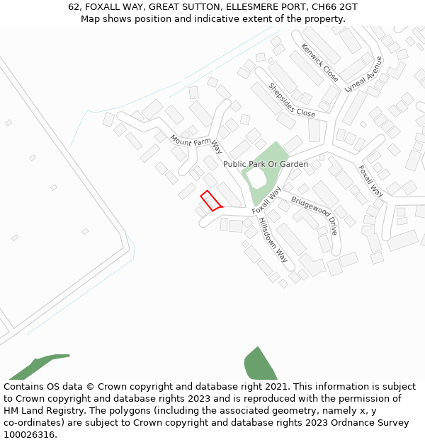 62, FOXALL WAY, GREAT SUTTON, ELLESMERE PORT, CH66 2GT: Location map and indicative extent of plot