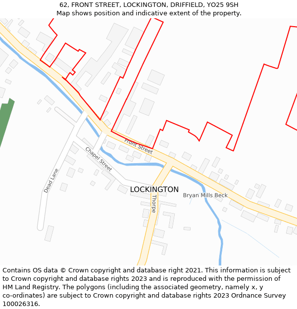 62, FRONT STREET, LOCKINGTON, DRIFFIELD, YO25 9SH: Location map and indicative extent of plot