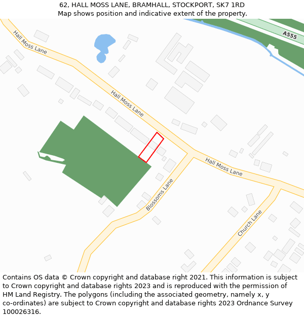 62, HALL MOSS LANE, BRAMHALL, STOCKPORT, SK7 1RD: Location map and indicative extent of plot