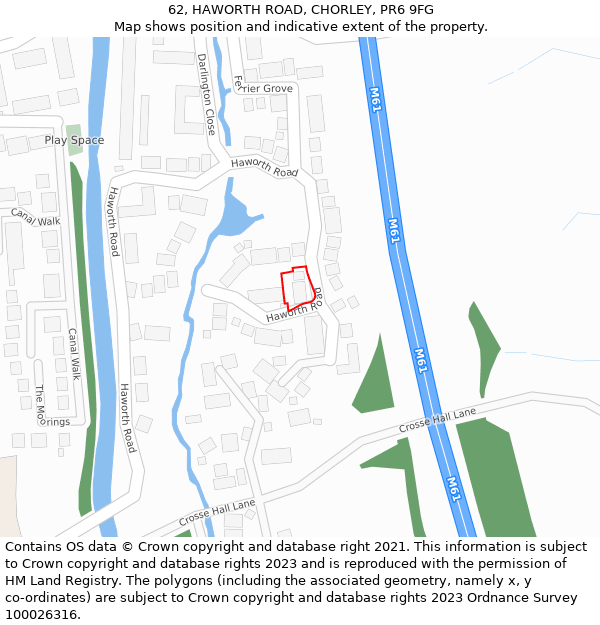 62, HAWORTH ROAD, CHORLEY, PR6 9FG: Location map and indicative extent of plot