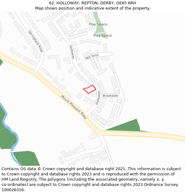 62, HOLLOWAY, REPTON, DERBY, DE65 6RH: Location map and indicative extent of plot
