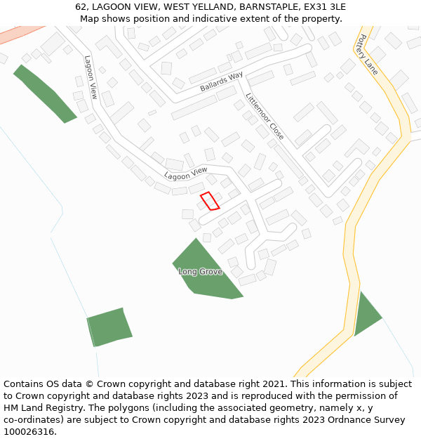 62, LAGOON VIEW, WEST YELLAND, BARNSTAPLE, EX31 3LE: Location map and indicative extent of plot