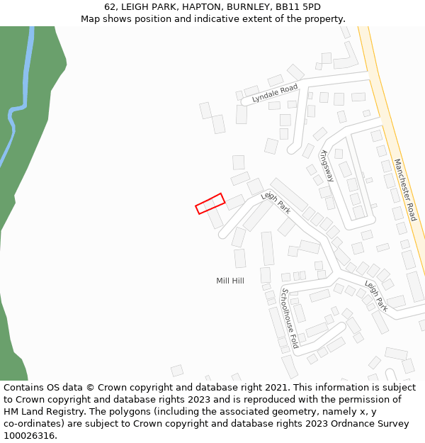 62, LEIGH PARK, HAPTON, BURNLEY, BB11 5PD: Location map and indicative extent of plot