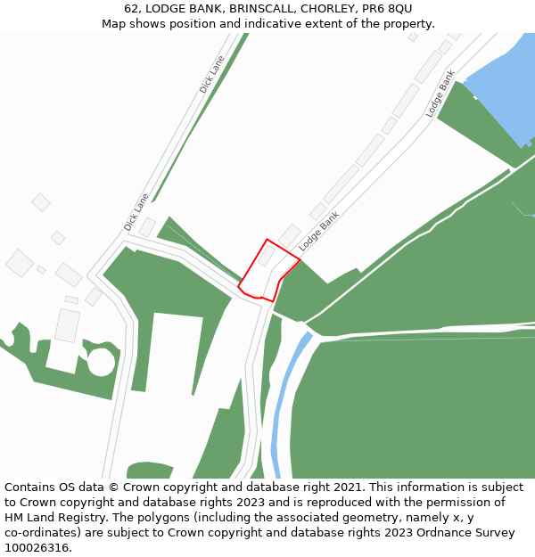 62, LODGE BANK, BRINSCALL, CHORLEY, PR6 8QU: Location map and indicative extent of plot