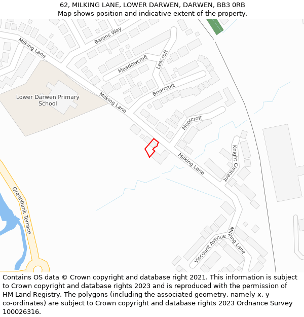 62, MILKING LANE, LOWER DARWEN, DARWEN, BB3 0RB: Location map and indicative extent of plot