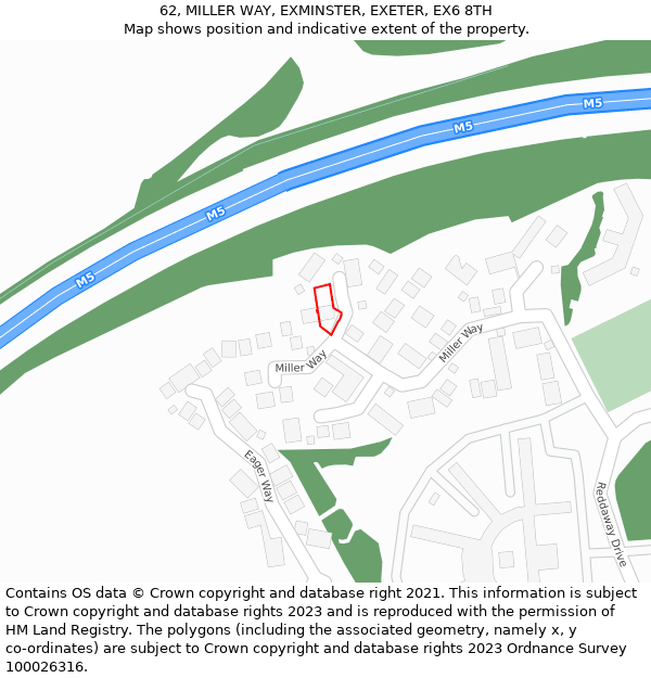 62, MILLER WAY, EXMINSTER, EXETER, EX6 8TH: Location map and indicative extent of plot