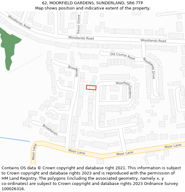 62, MOORFIELD GARDENS, SUNDERLAND, SR6 7TP: Location map and indicative extent of plot