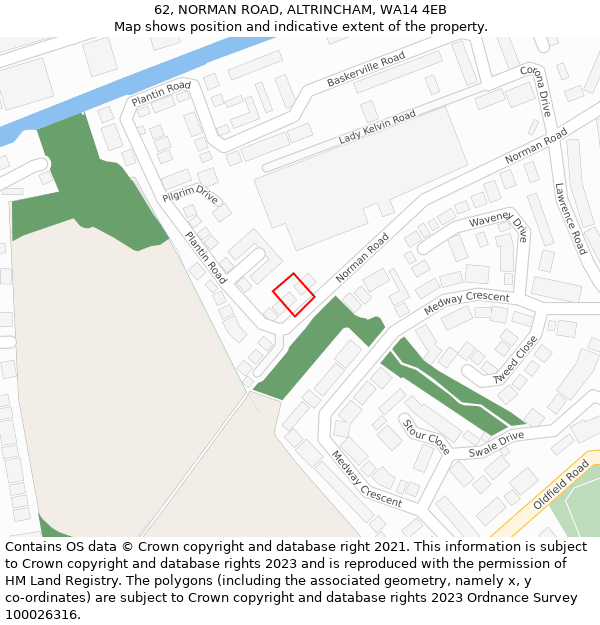 62, NORMAN ROAD, ALTRINCHAM, WA14 4EB: Location map and indicative extent of plot