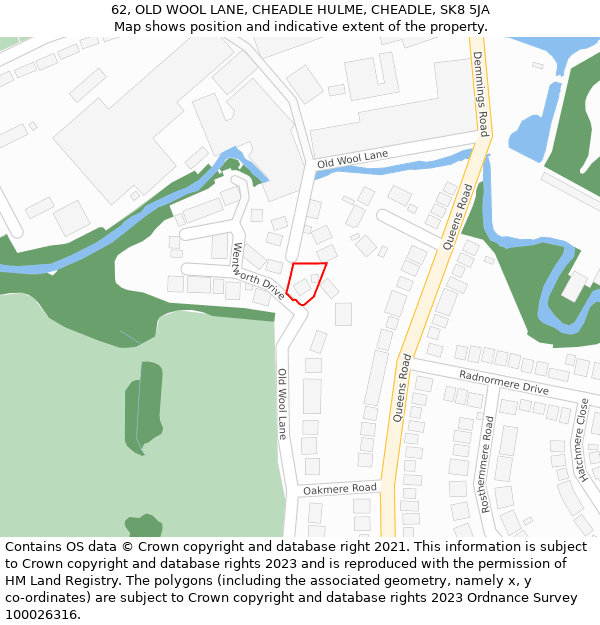 62, OLD WOOL LANE, CHEADLE HULME, CHEADLE, SK8 5JA: Location map and indicative extent of plot