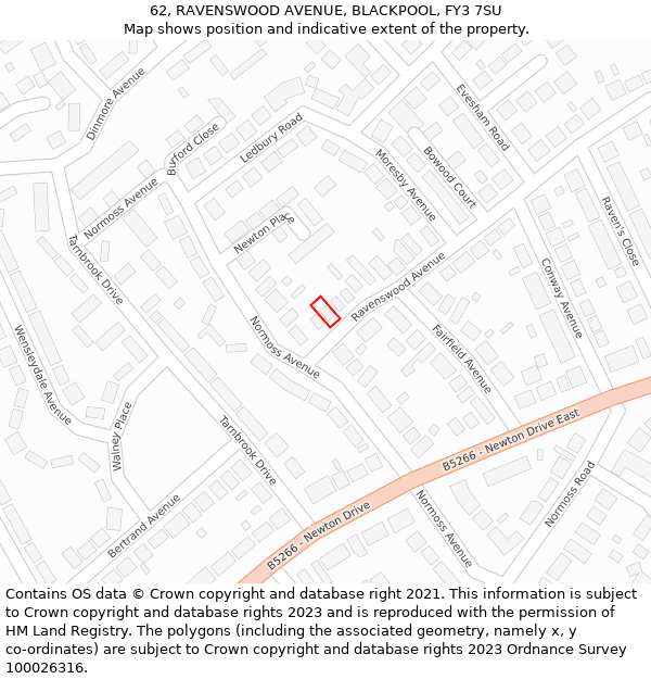 62, RAVENSWOOD AVENUE, BLACKPOOL, FY3 7SU: Location map and indicative extent of plot