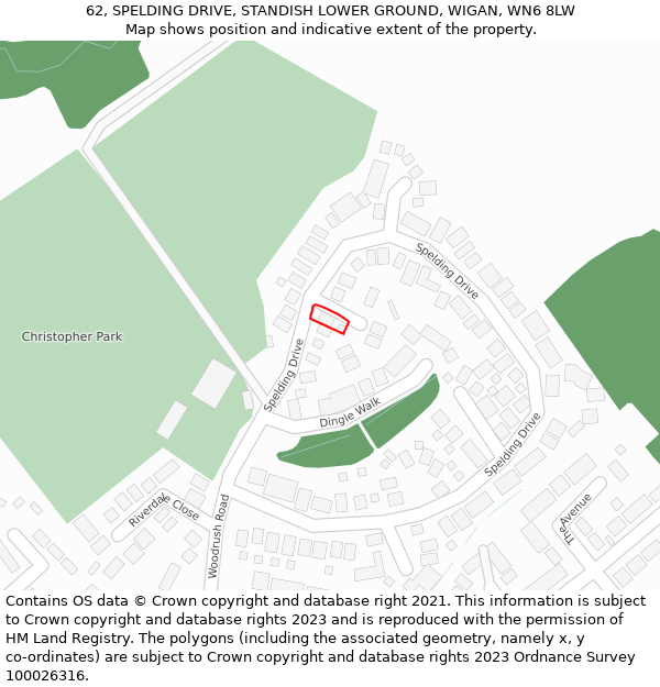 62, SPELDING DRIVE, STANDISH LOWER GROUND, WIGAN, WN6 8LW: Location map and indicative extent of plot